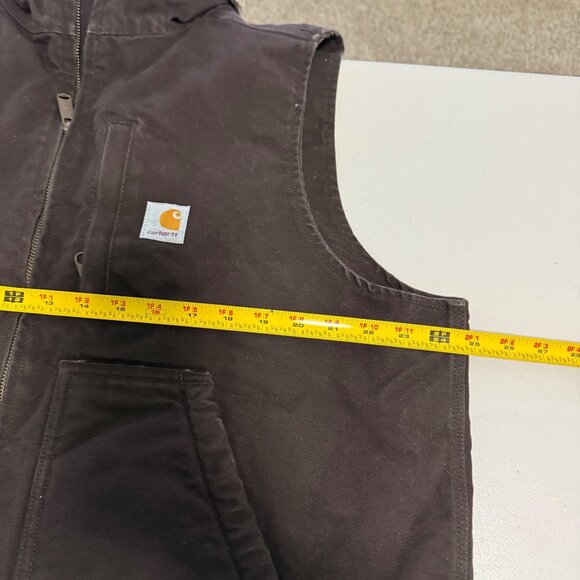 Carhartt Loose Fit Washed Duck Sherpa Lined Mock Neck Vest 104277 DKB Mens Large - Picture 9 of 10